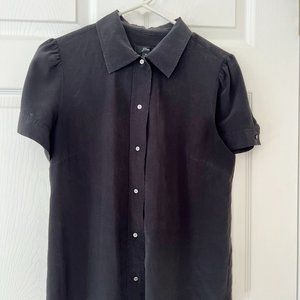 J Crew Silk Short Sleeve Blouse in Black